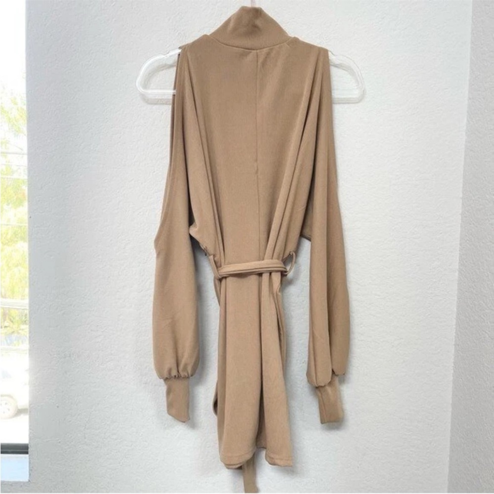Lovers + Friends Gloria Cold Shoulder Sweater Mini Dress Medium Tan Revolve - Picture 4 of 9